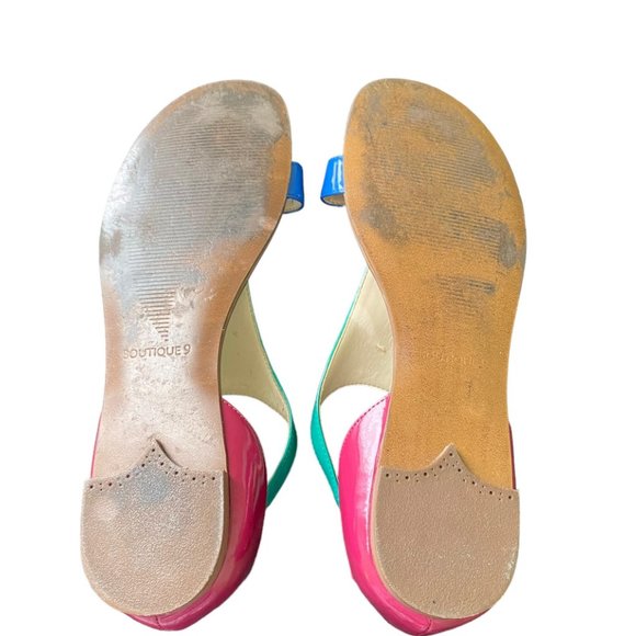 Boutique 9 T-Strap Flat Thong Sandals Teal/Blue/Pink Summer Spring Beach | Sz 9M - Picture 8 of 11